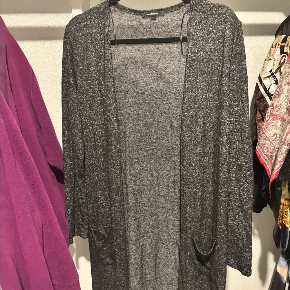 Ambiance Charcoal Open Front Cardigan
